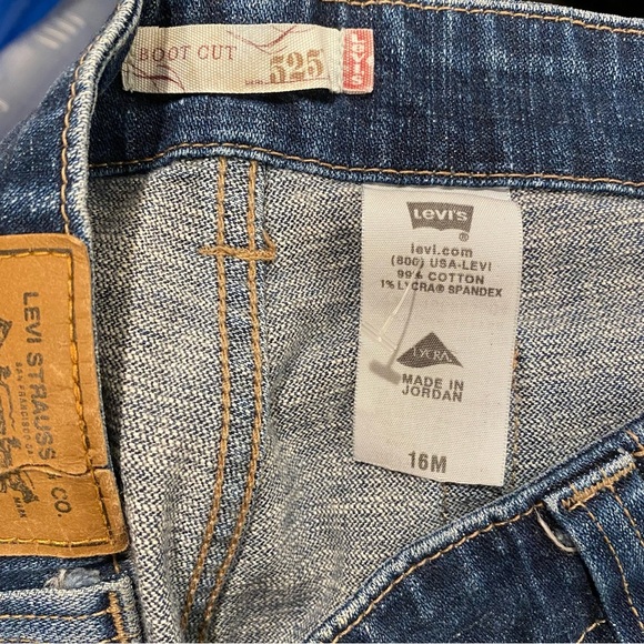 Levi’s 525 Bootcut Blue Distressed Denim Jeans Size 16 - Picture 10 of 10